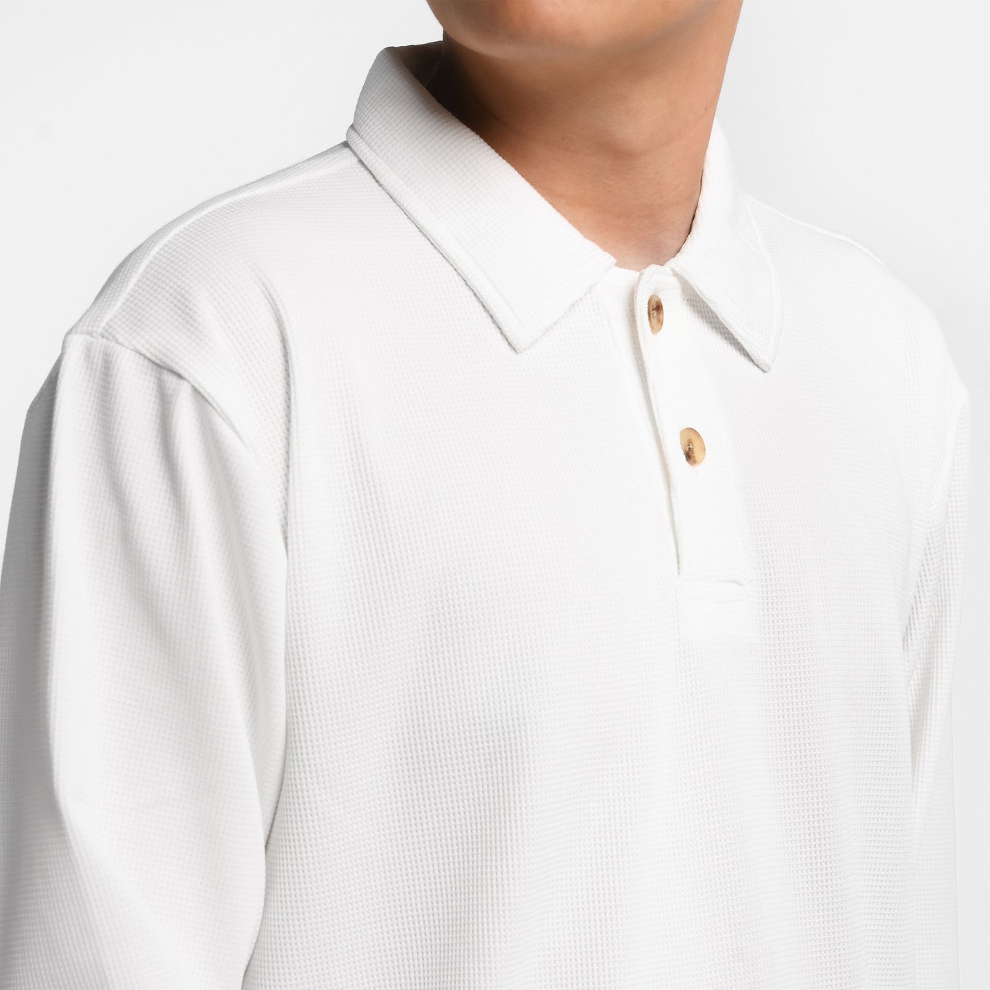 ORCA Polo Panjang Fergus Waffle Long Polo, Broken White