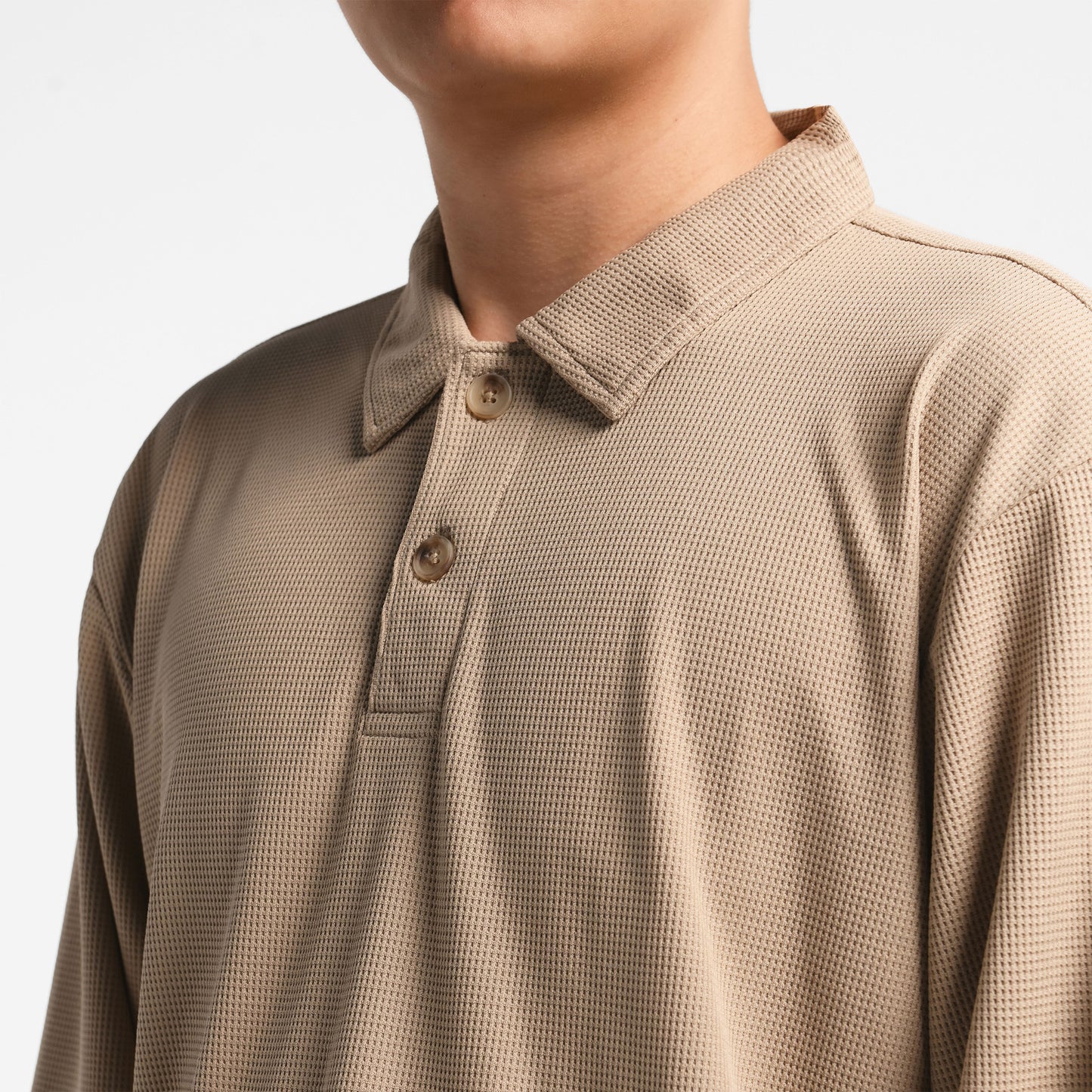 ORCA Polo Panjang Fergus Waffle Long Polo, Light Beige