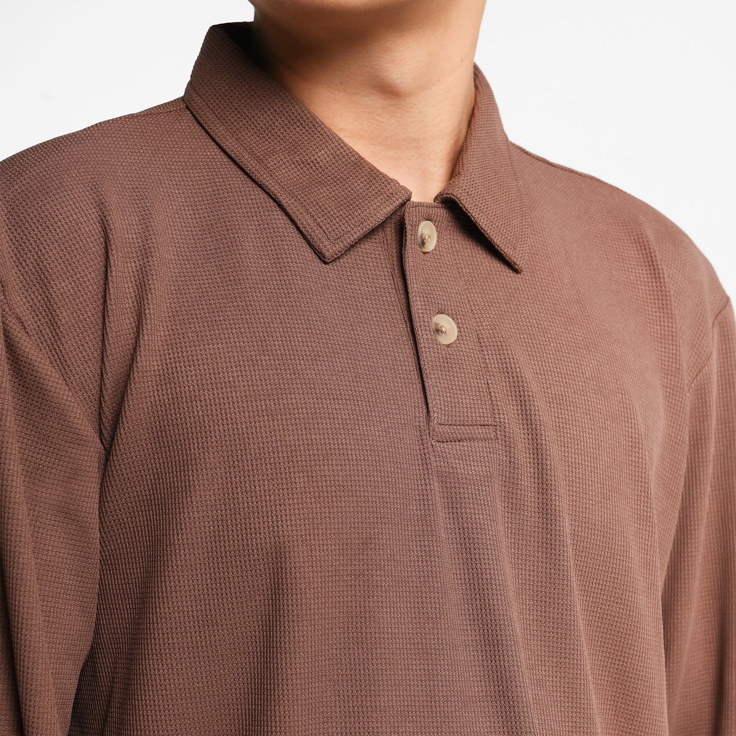 ORCA Polo Panjang Fergus Waffle Long Polo, Mocha Brown