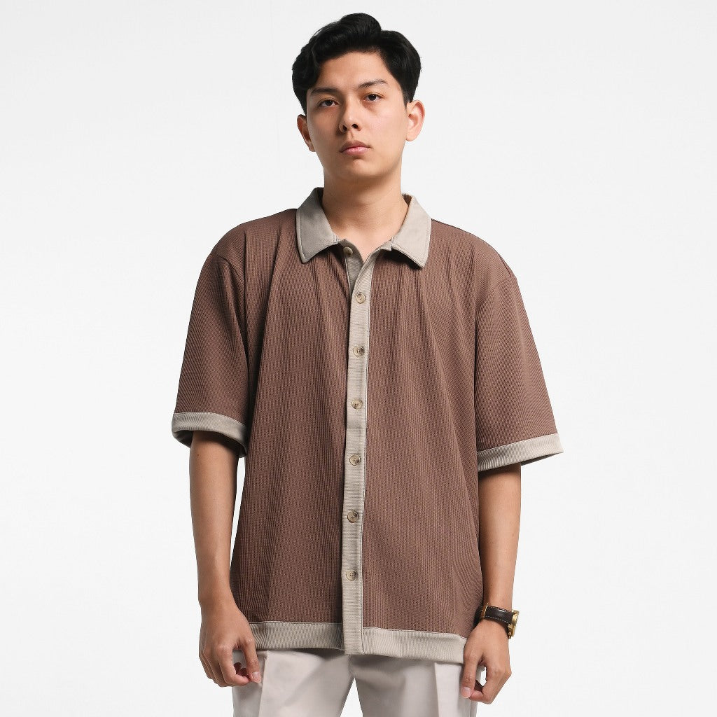 ORCA Kemeja Pendek Rileks Harper Leisure Shirt, Mocha Brown
