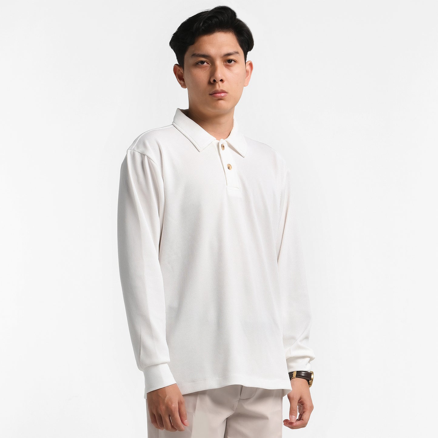 ORCA Polo Panjang Fergus Waffle Long Polo, Broken White