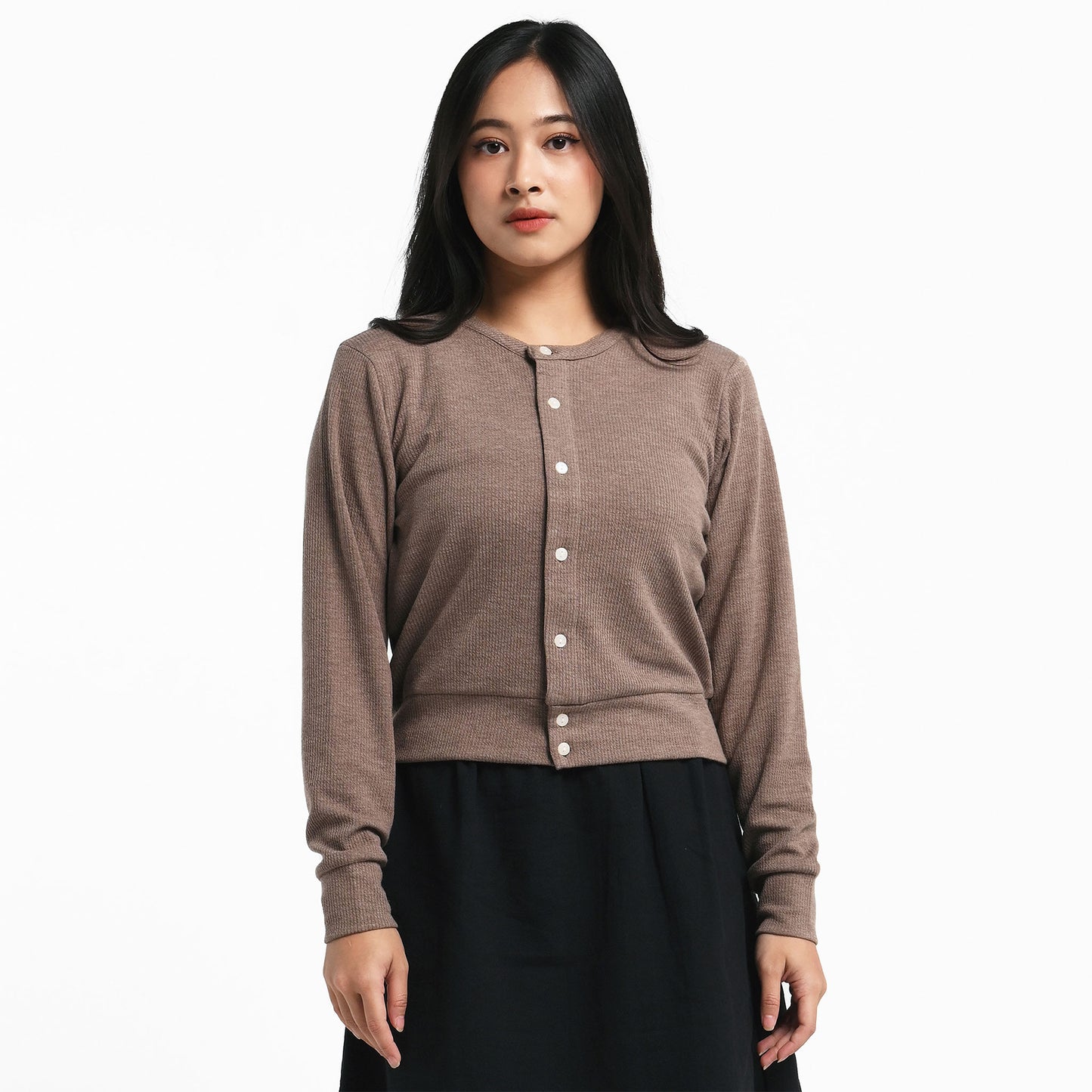 ORCA Kardigan Wanita Jovetta Women Soft Knit Cardigan, Brown