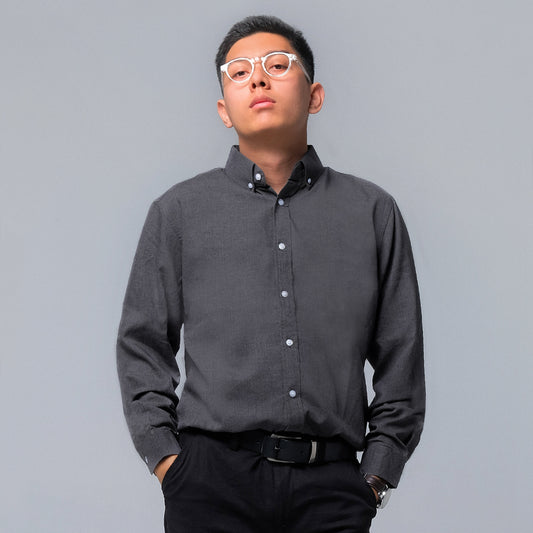 ORCA Kemeja Lengan Panjang Nova Basic Shirt, Misty Black