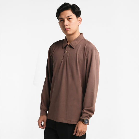 ORCA Polo Panjang Fergus Waffle Long Polo, Mocha Brown