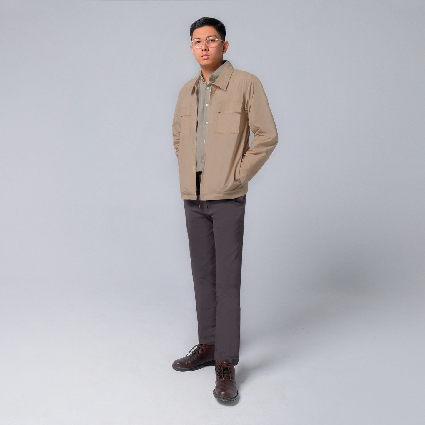 ORCA Outer Praktis Savile Crinkle Outershirt, Beige