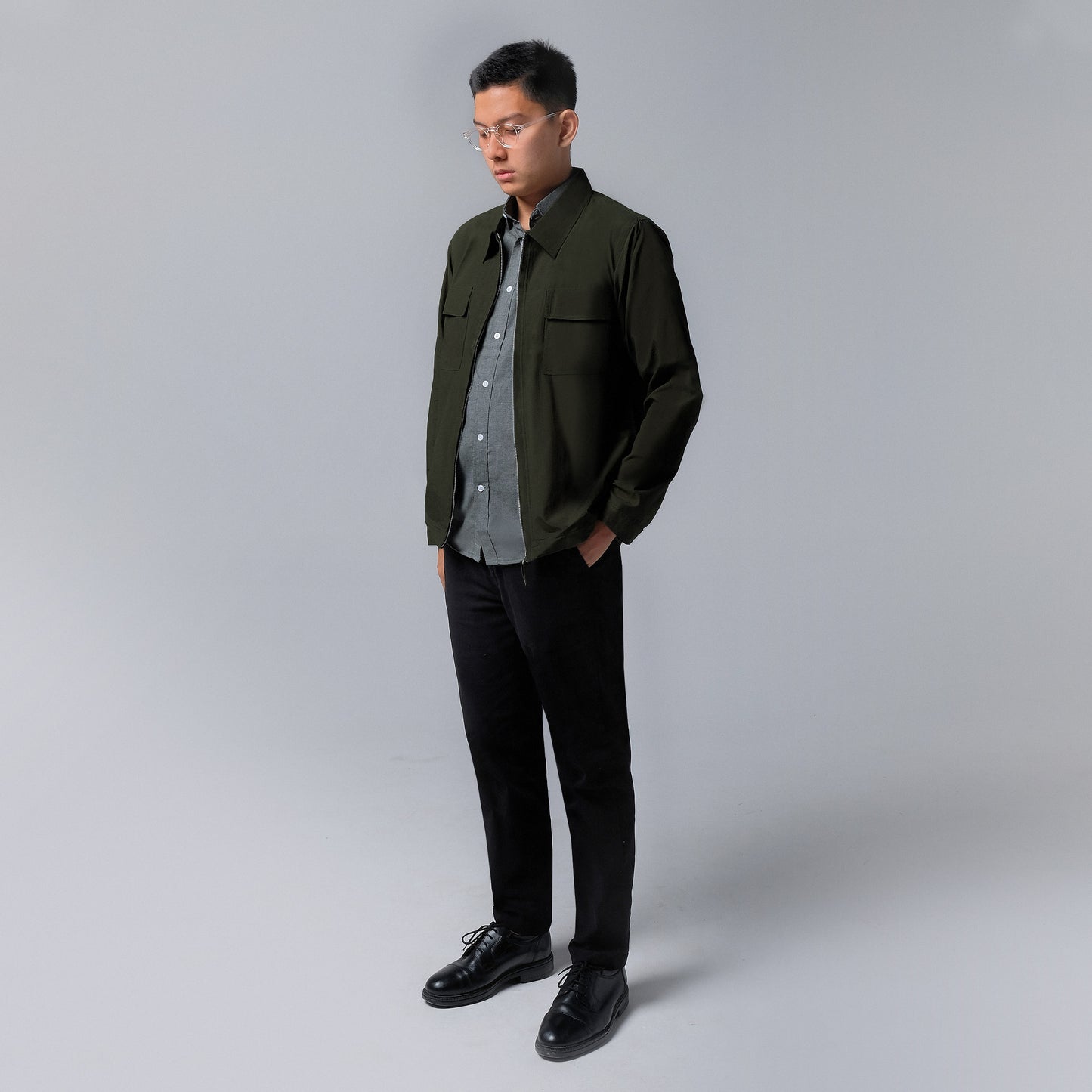 ORCA Outer Praktis Savile Crinkle Outershirt, Olive