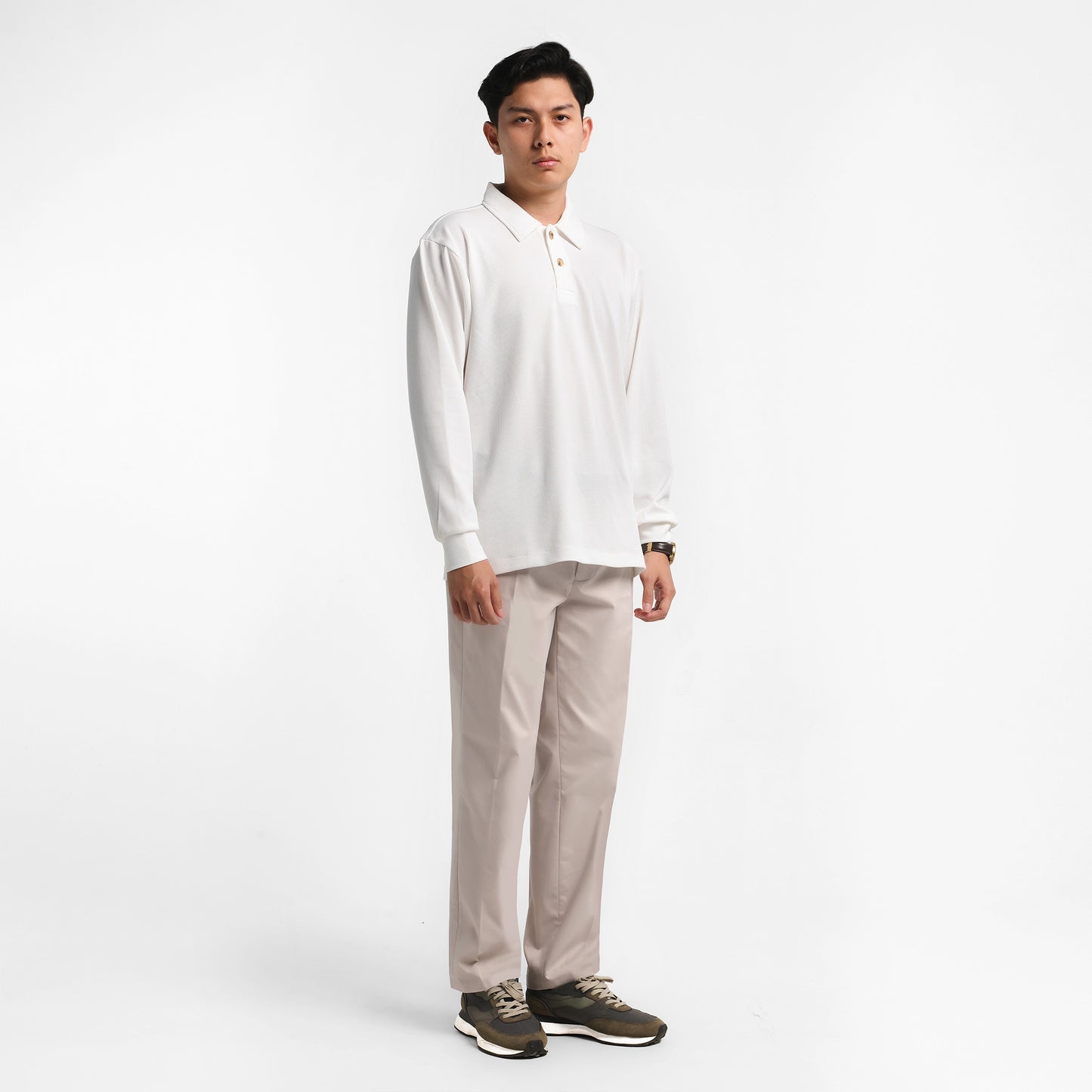 ORCA Polo Panjang Fergus Waffle Long Polo, Broken White
