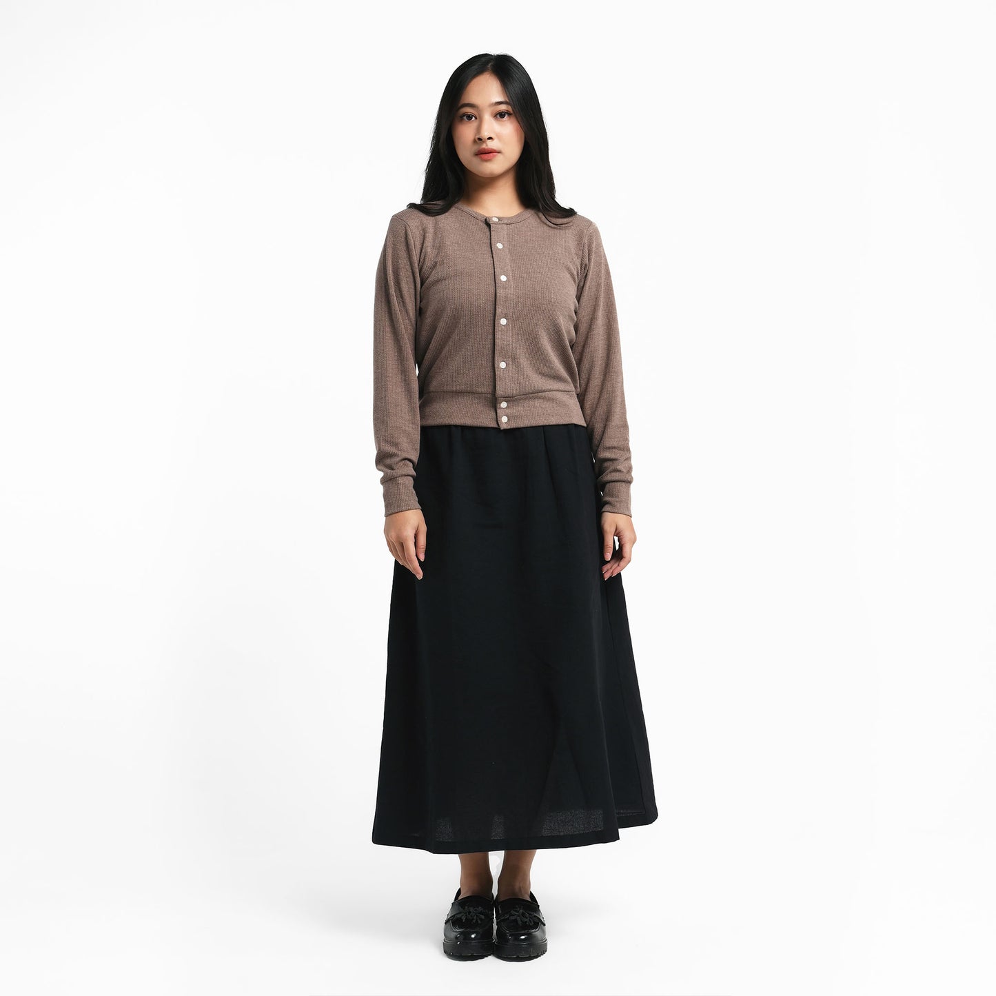 ORCA Kardigan Wanita Jovetta Women Soft Knit Cardigan, Brown