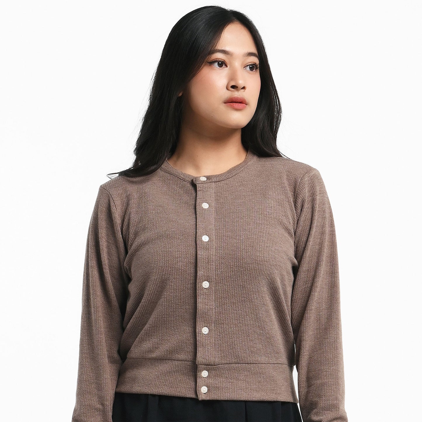ORCA Kardigan Wanita Jovetta Women Soft Knit Cardigan, Brown