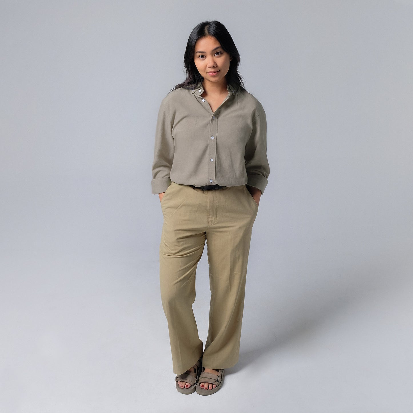 ORCA Kemeja Lengan Panjang Nova Basic Shirt, Olive Brown