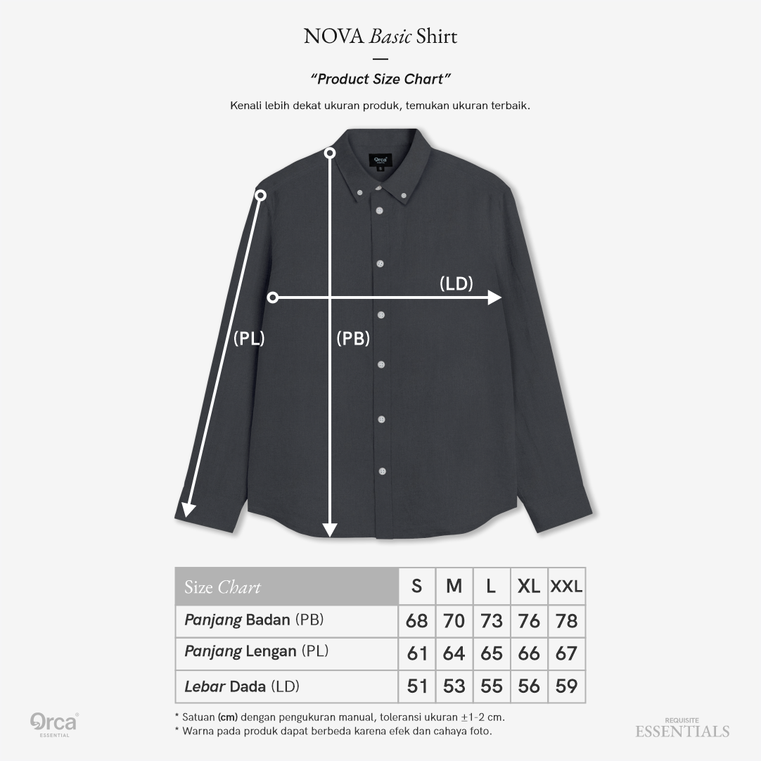 ORCA Kemeja Lengan Panjang Nova Basic Shirt, Misty Black