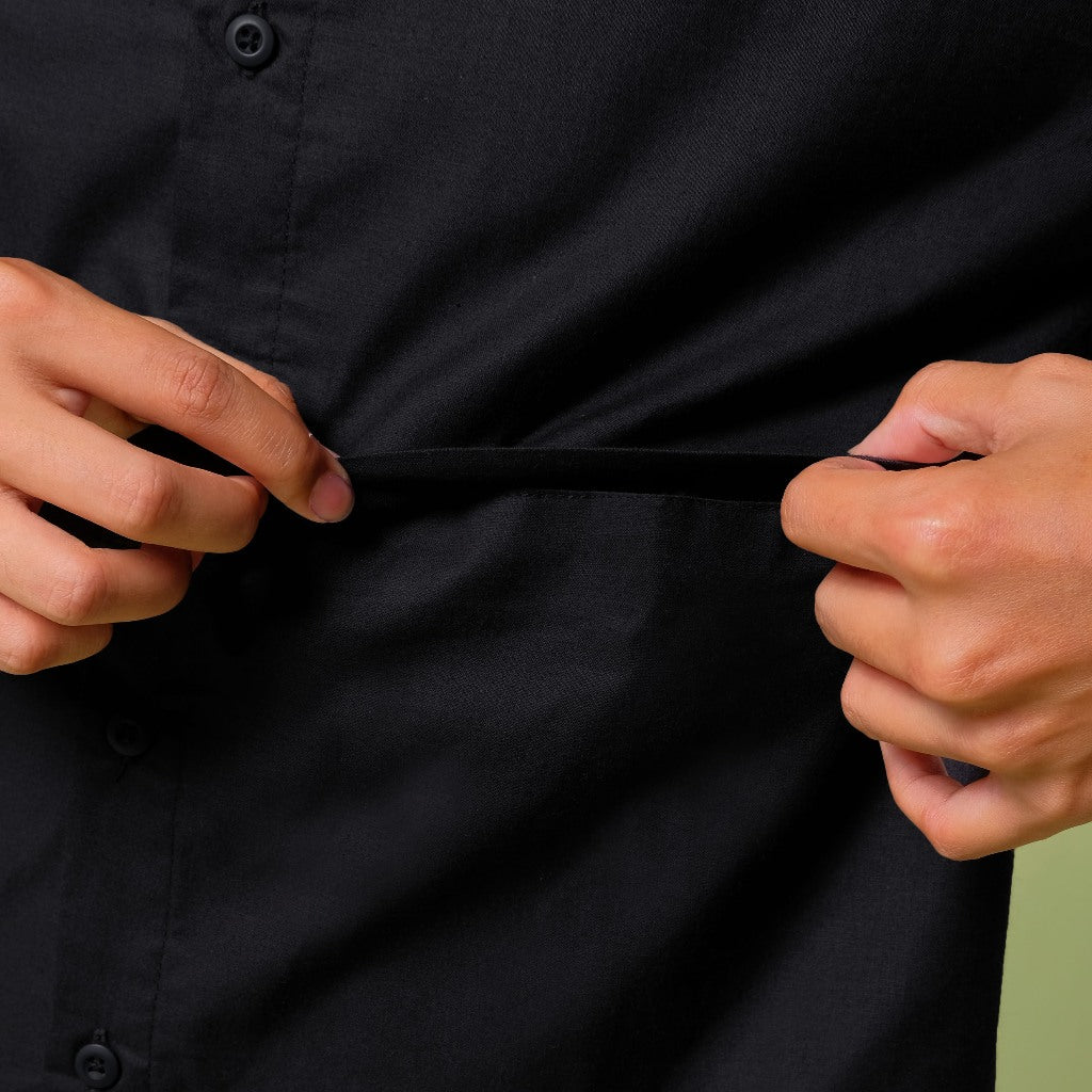 ORCA Kemeja Panjang Qaasim Pocket Shirt, Black