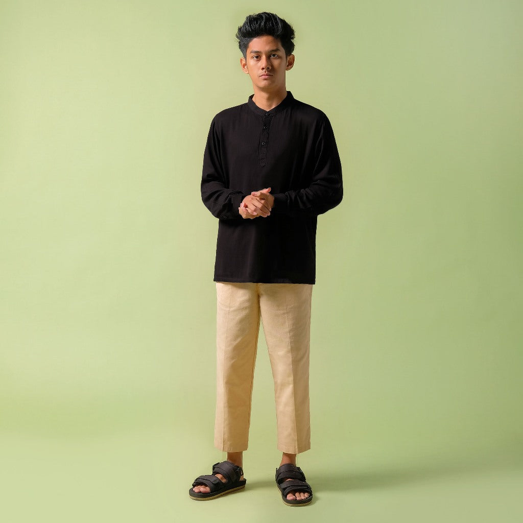 Orca Kemeja Panjang Jabir Quarter Shirt Black