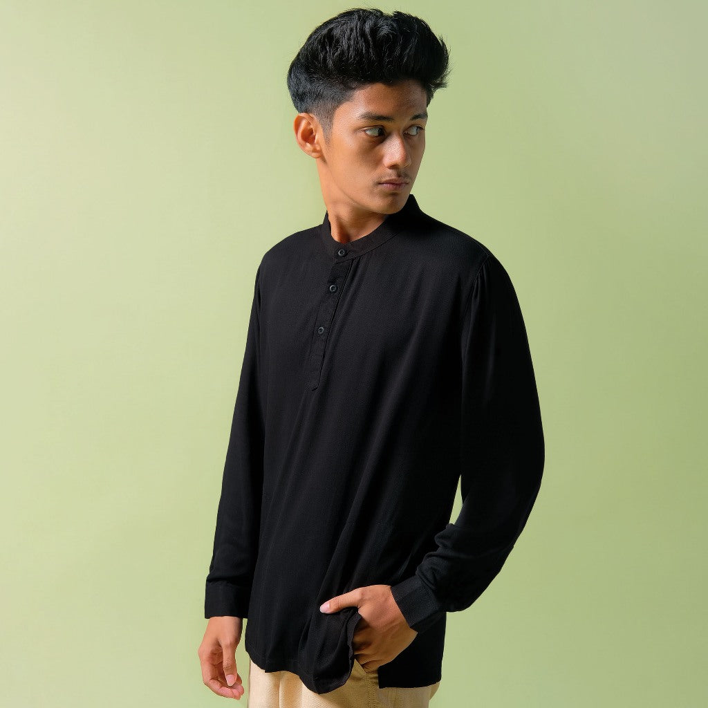 Orca Kemeja Panjang Jabir Quarter Shirt Black