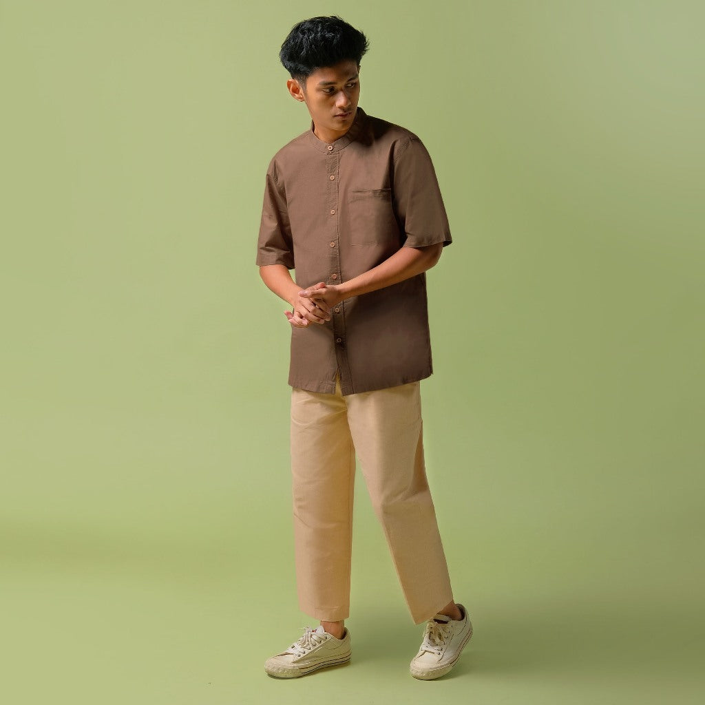 ORCA Kemeja Pendek Shams Short Shirt, Brown