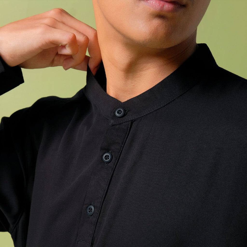 Orca Kemeja Panjang Jabir Quarter Shirt Black