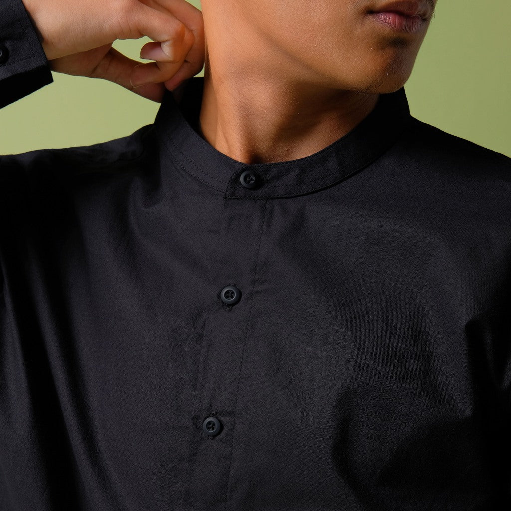 ORCA Kemeja Panjang Qaasim Pocket Shirt, Black