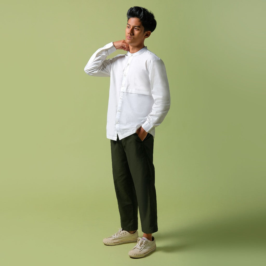 ORCA Kemeja Panjang Qaasim Pocket Shirt, White