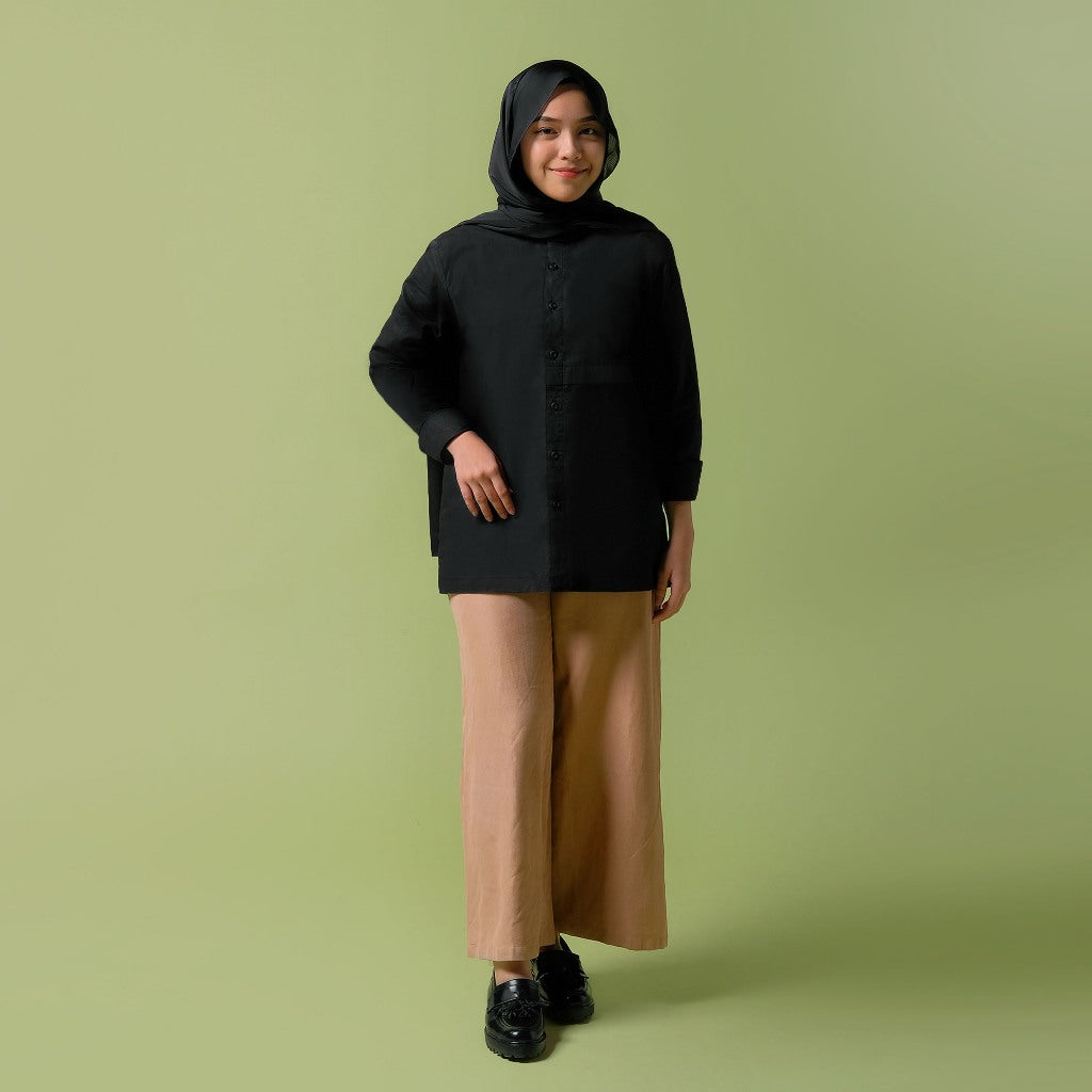 ORCA Kemeja Panjang Qaasim Pocket Shirt, Black