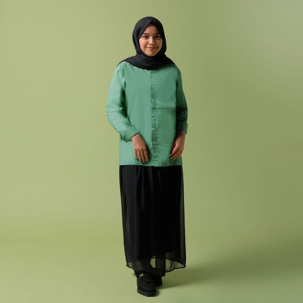 ORCA Kemeja Panjang Qaasim Pocket Shirt, Green