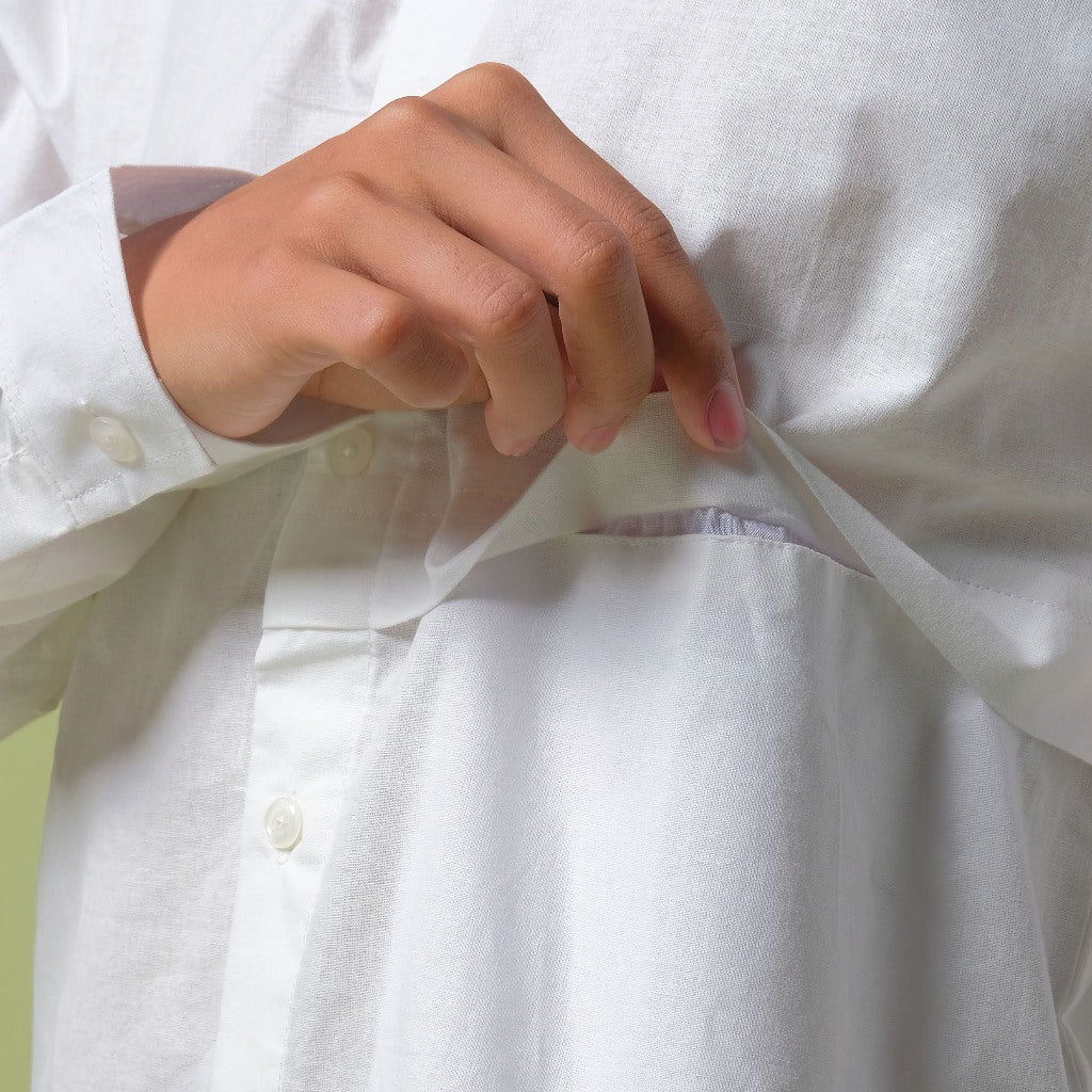 ORCA Kemeja Panjang Qaasim Pocket Shirt, White