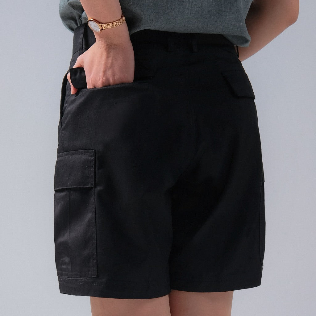 Serenum Regular Short Cargo Pants, Black