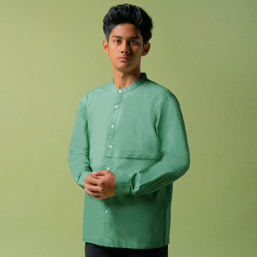 ORCA Kemeja Panjang Qaasim Pocket Shirt, Green