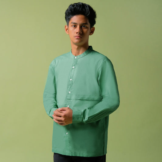 ORCA Kemeja Panjang Qaasim Pocket Shirt, Green