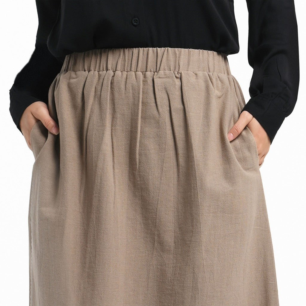 ORCA Rok Wanita Elise Easy Comfort Skirt Women, Beige