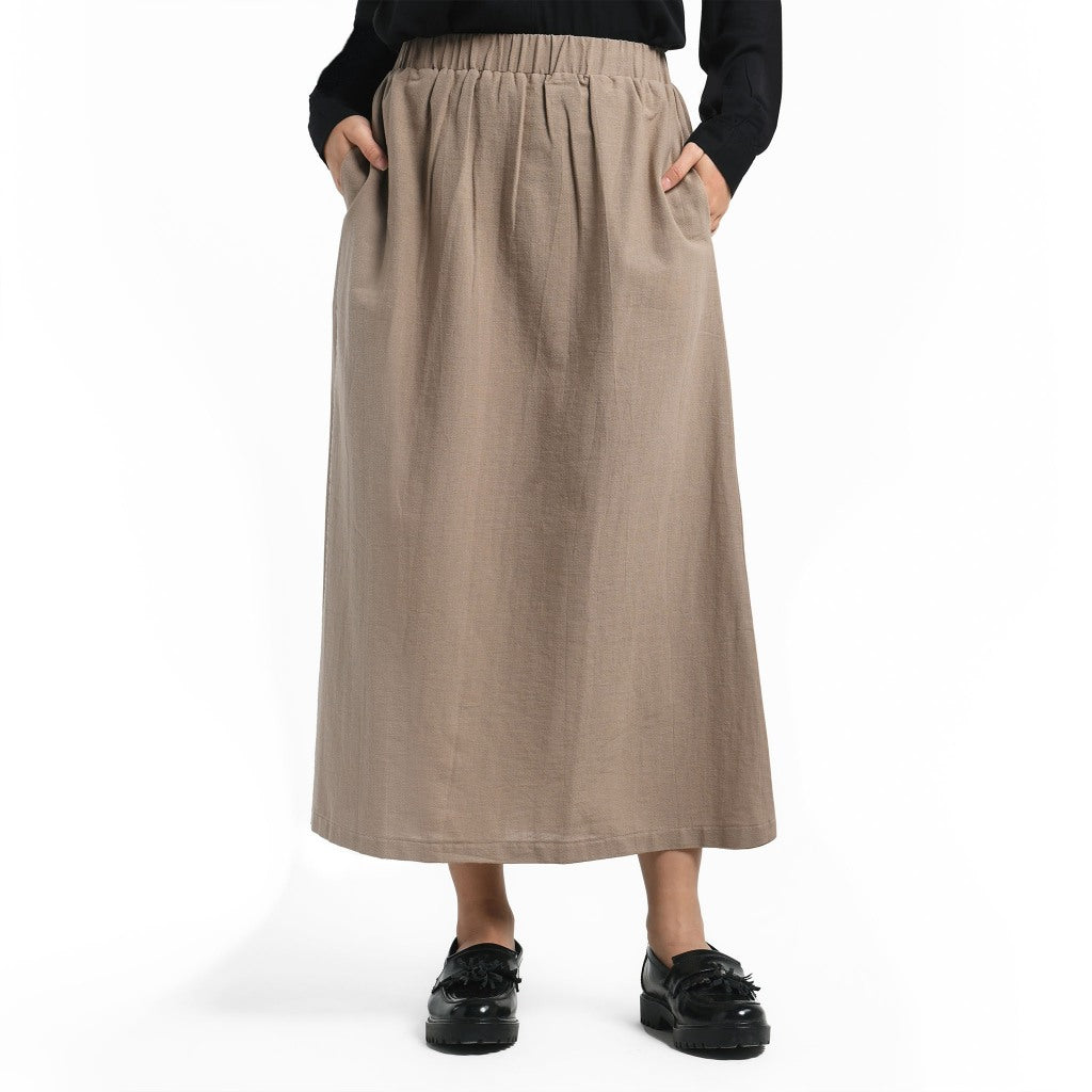 ORCA Rok Wanita Elise Easy Comfort Skirt Women, Beige