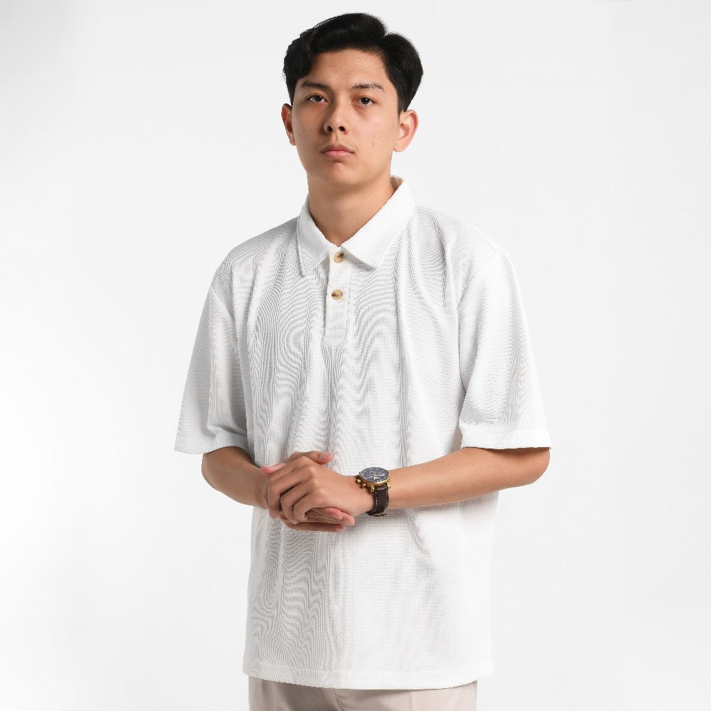 ORCA Polo Pendek Fenwick Waffle Short Polo, Broken White
