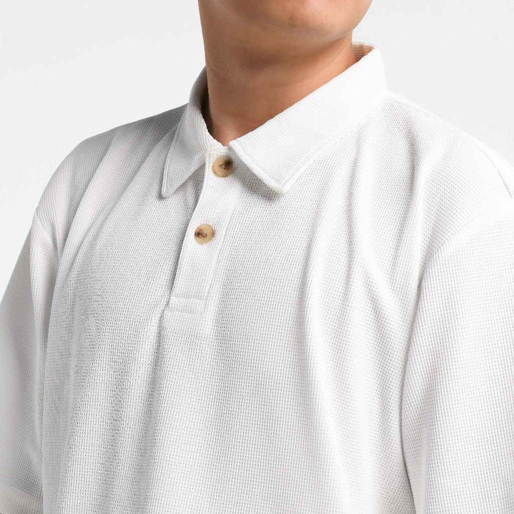 ORCA Polo Pendek Fenwick Waffle Short Polo, Broken White
