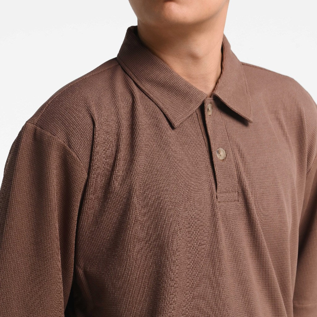ORCA Polo Pendek Fenwick Waffle Short Polo, Mocha Brown