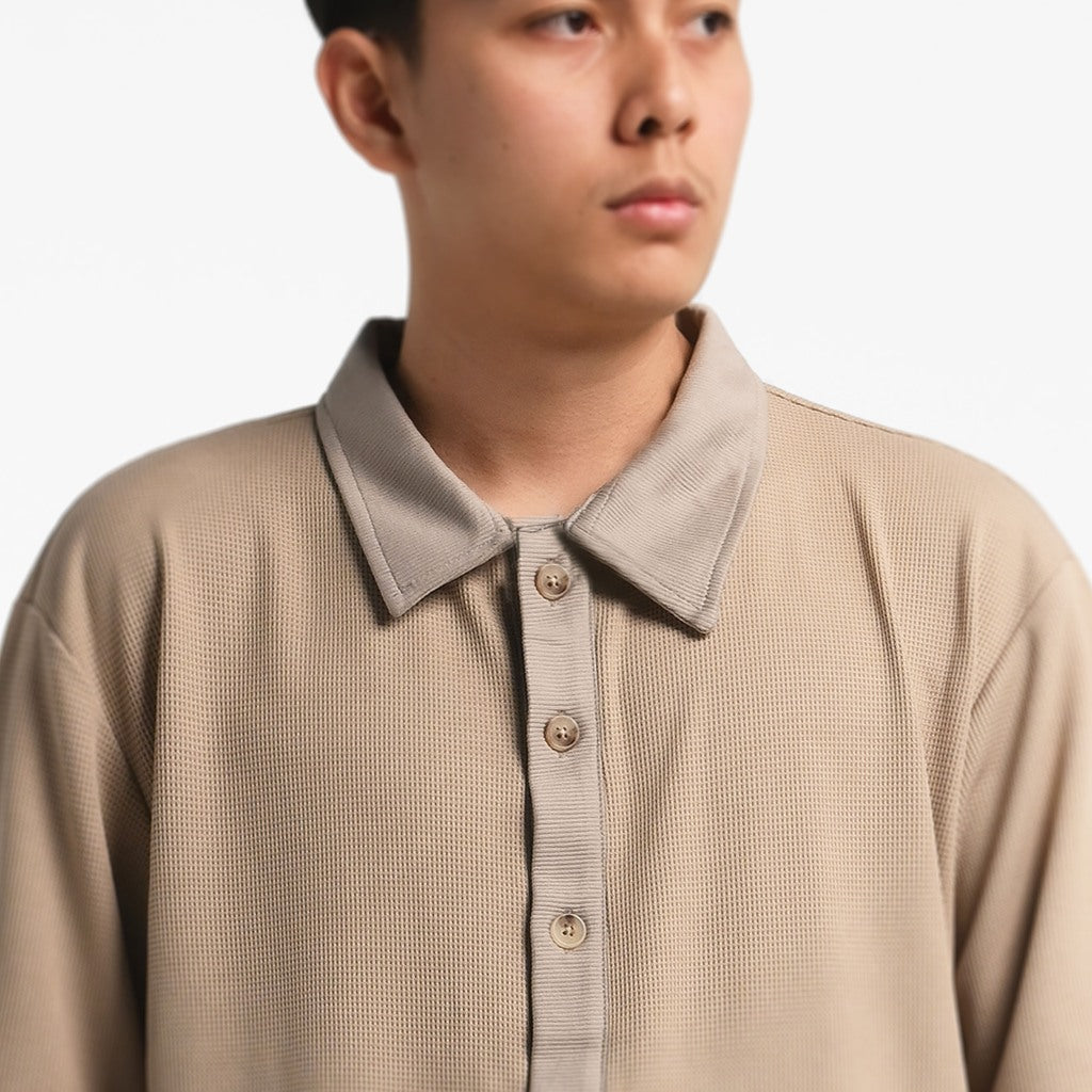 ORCA Kemeja Pendek Rileks Harper Leisure Shirt, Light Beige