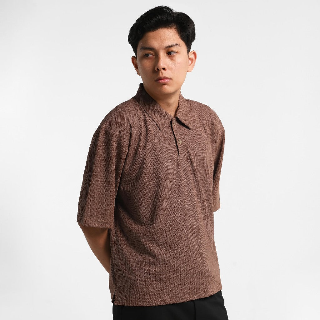 ORCA Polo Pendek Fenwick Waffle Short Polo, Mocha Brown