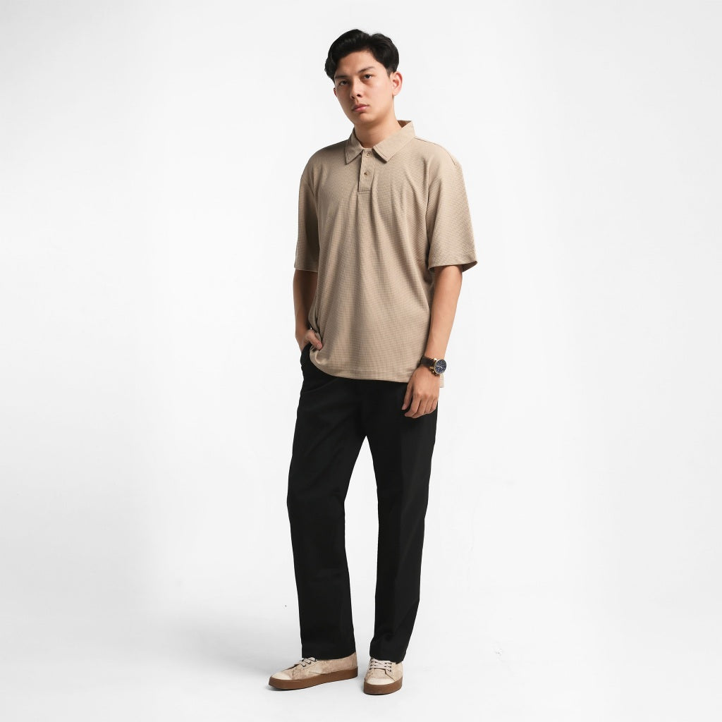 ORCA Polo Pendek Fenwick Waffle Short Polo, Light Beige