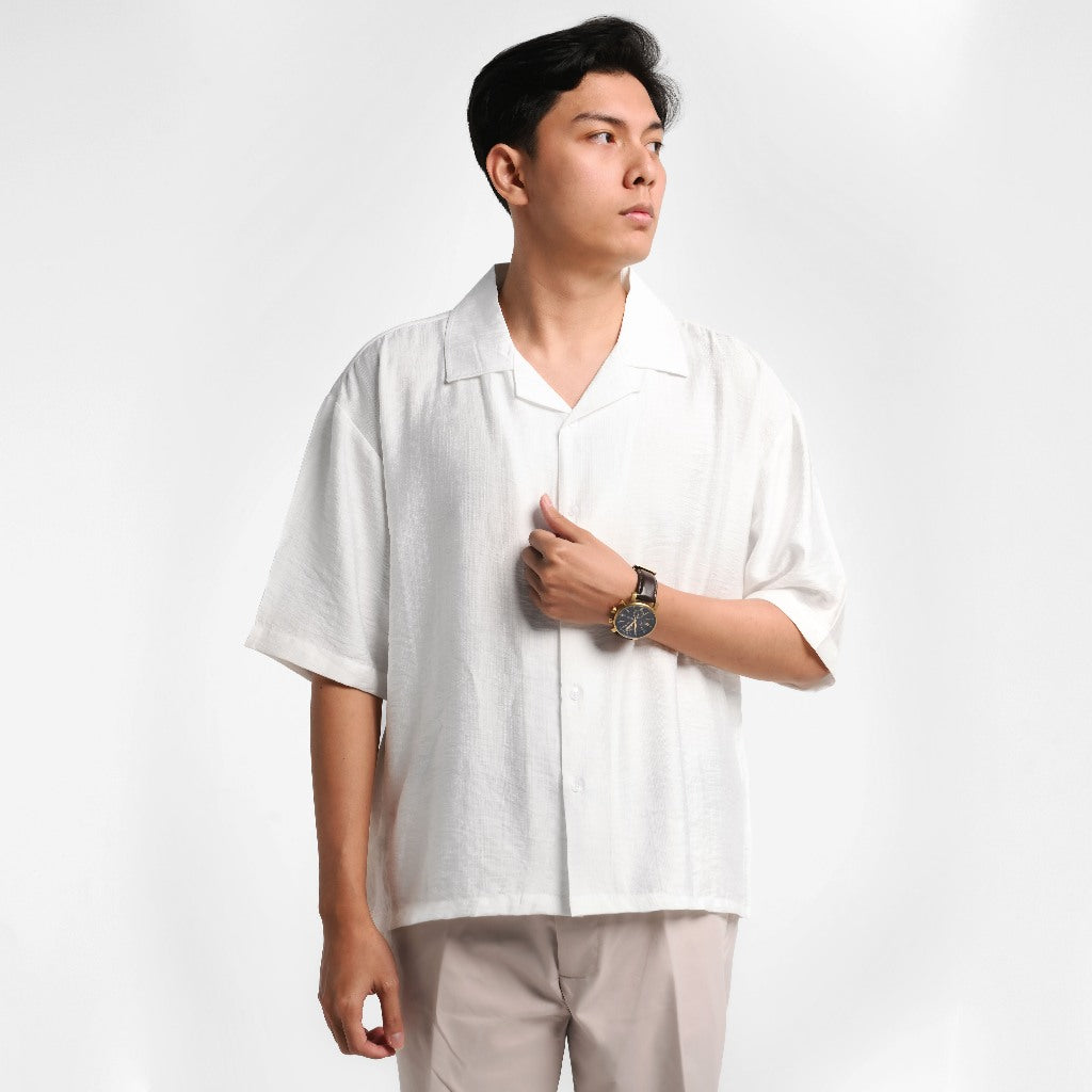 ORCA Kemeja Pendek Orson Creased Effect Shirt, White