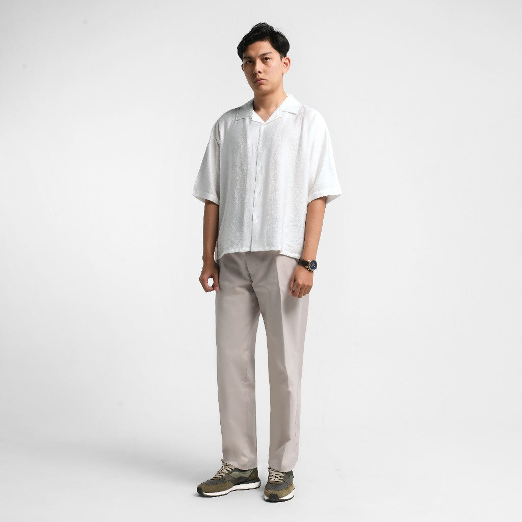 ORCA Kemeja Pendek Orson Creased Effect Shirt, White