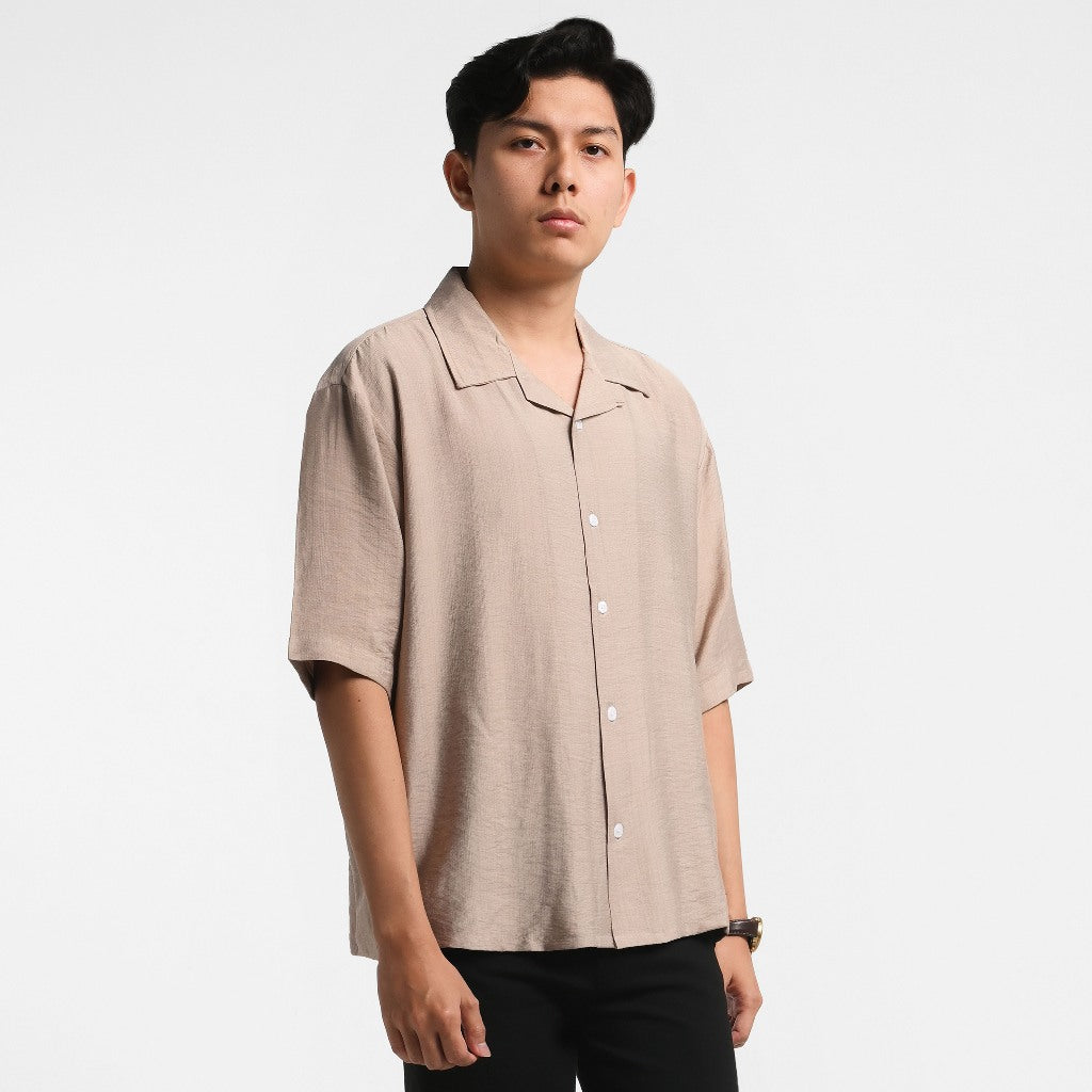 ORCA Kemeja Pendek Orson Creased Effect Shirt, Beige