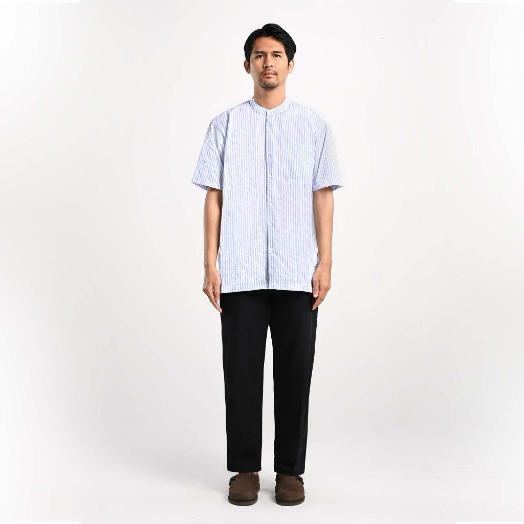 Taymous Striped Short Shirt Kemeja Pendek Garis Pria by ORCA