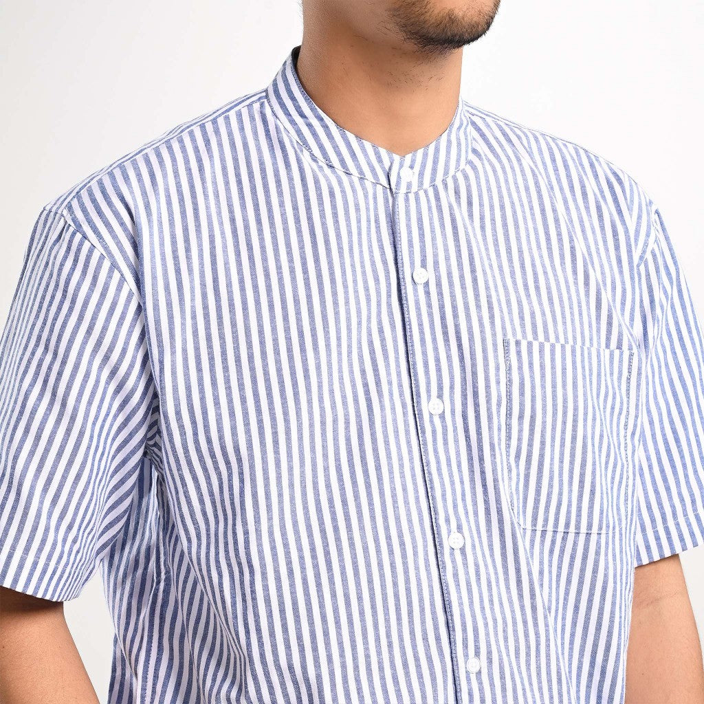 Taymous Striped Short Shirt Kemeja Pendek Garis Pria by ORCA
