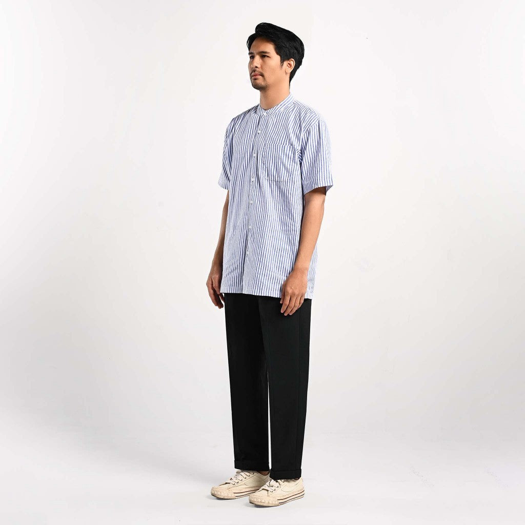 Taymous Striped Short Shirt Kemeja Pendek Garis Pria by ORCA