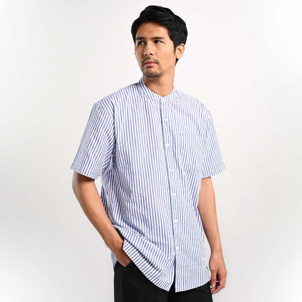 Taymous Striped Short Shirt Kemeja Pendek Garis Pria by ORCA