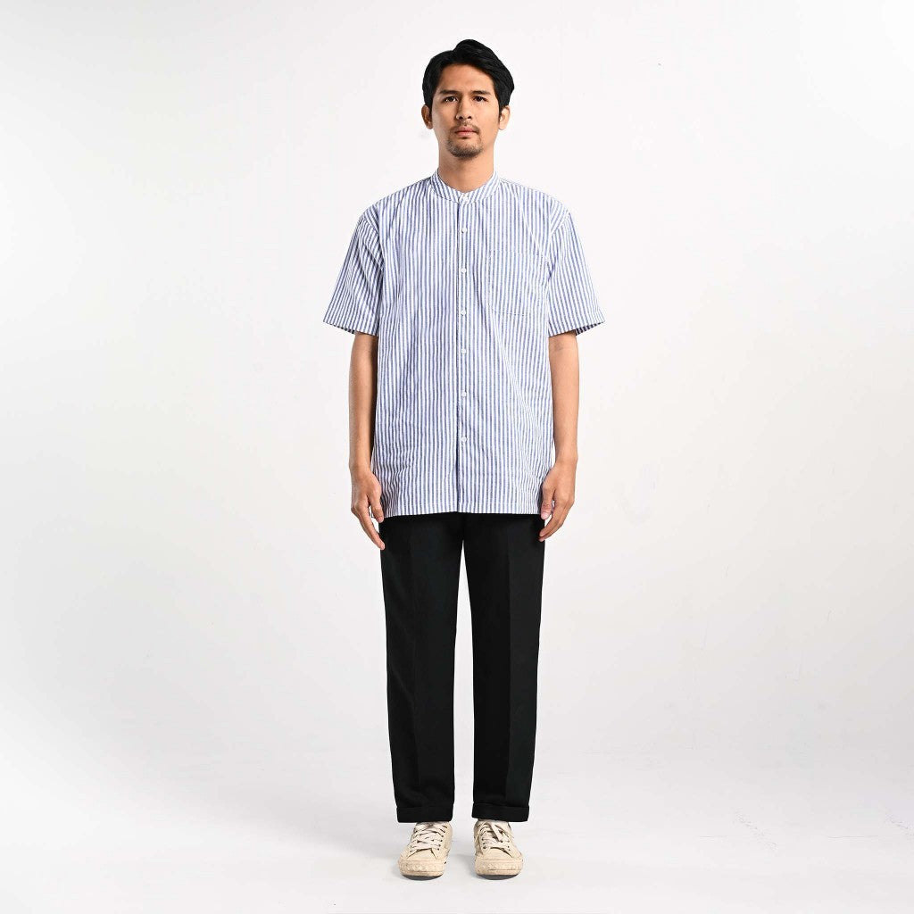 Taymous Striped Short Shirt Kemeja Pendek Garis Pria by ORCA