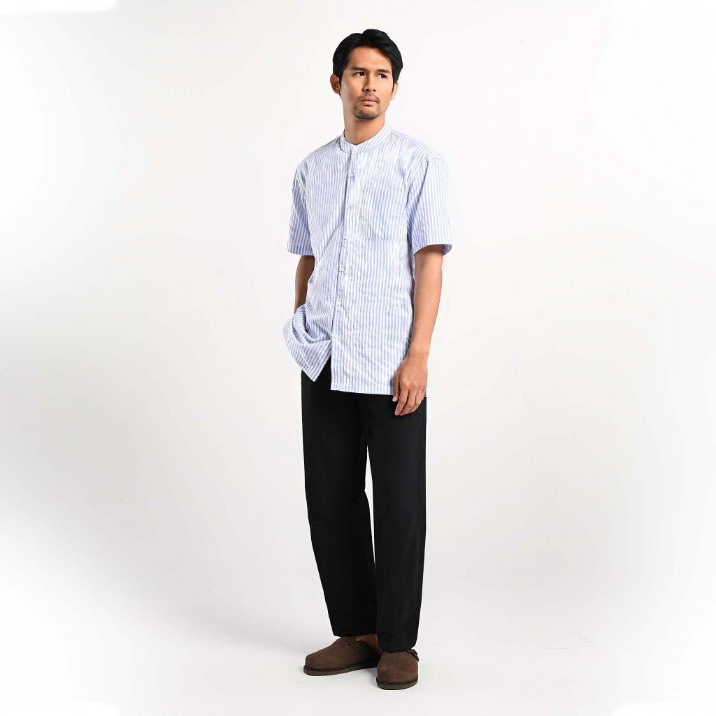 Taymous Striped Short Shirt Kemeja Pendek Garis Pria by ORCA