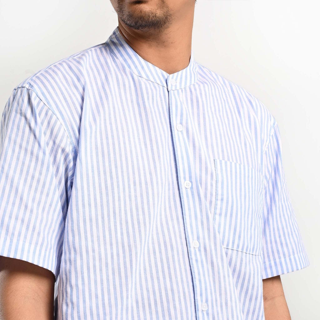 Taymous Striped Short Shirt Kemeja Pendek Garis Pria by ORCA