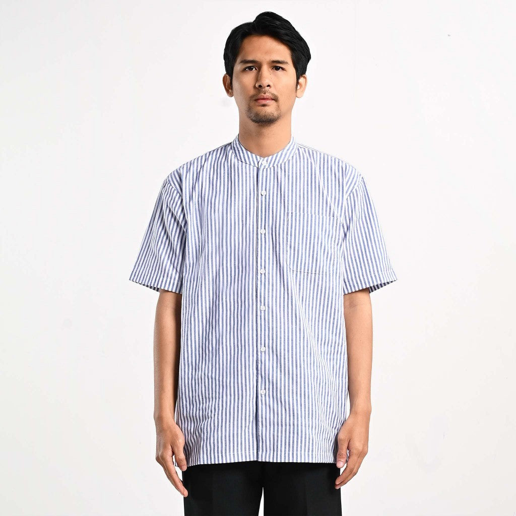 Taymous Striped Short Shirt Kemeja Pendek Garis Pria by ORCA