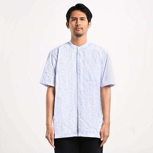Taymous Striped Short Shirt Kemeja Pendek Garis Pria by ORCA