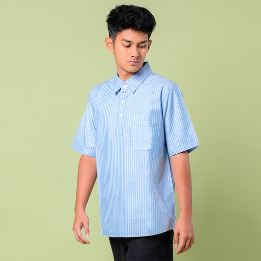Gazi Striped Shirt Blue Cloud