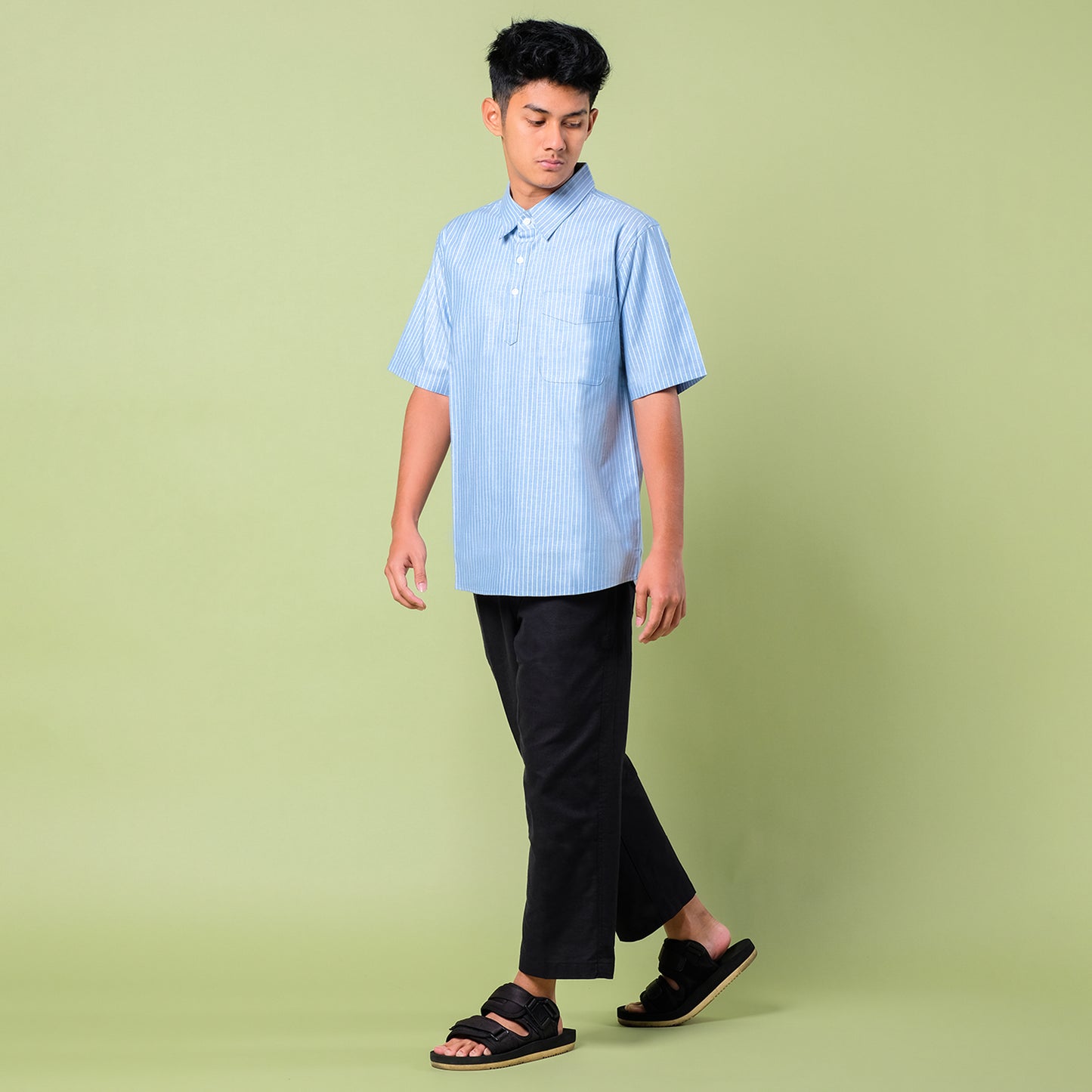 Gazi Striped Shirt Blue Cloud